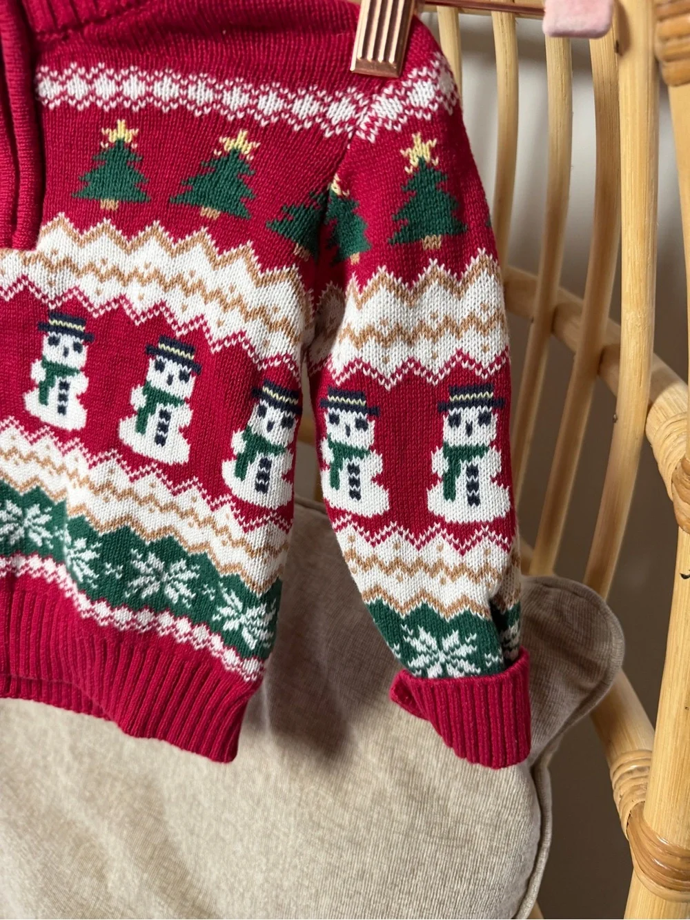 The Children’s Place Toddler Christmas Sweater 2T Snowman Trees 1/4 Zip Pullover